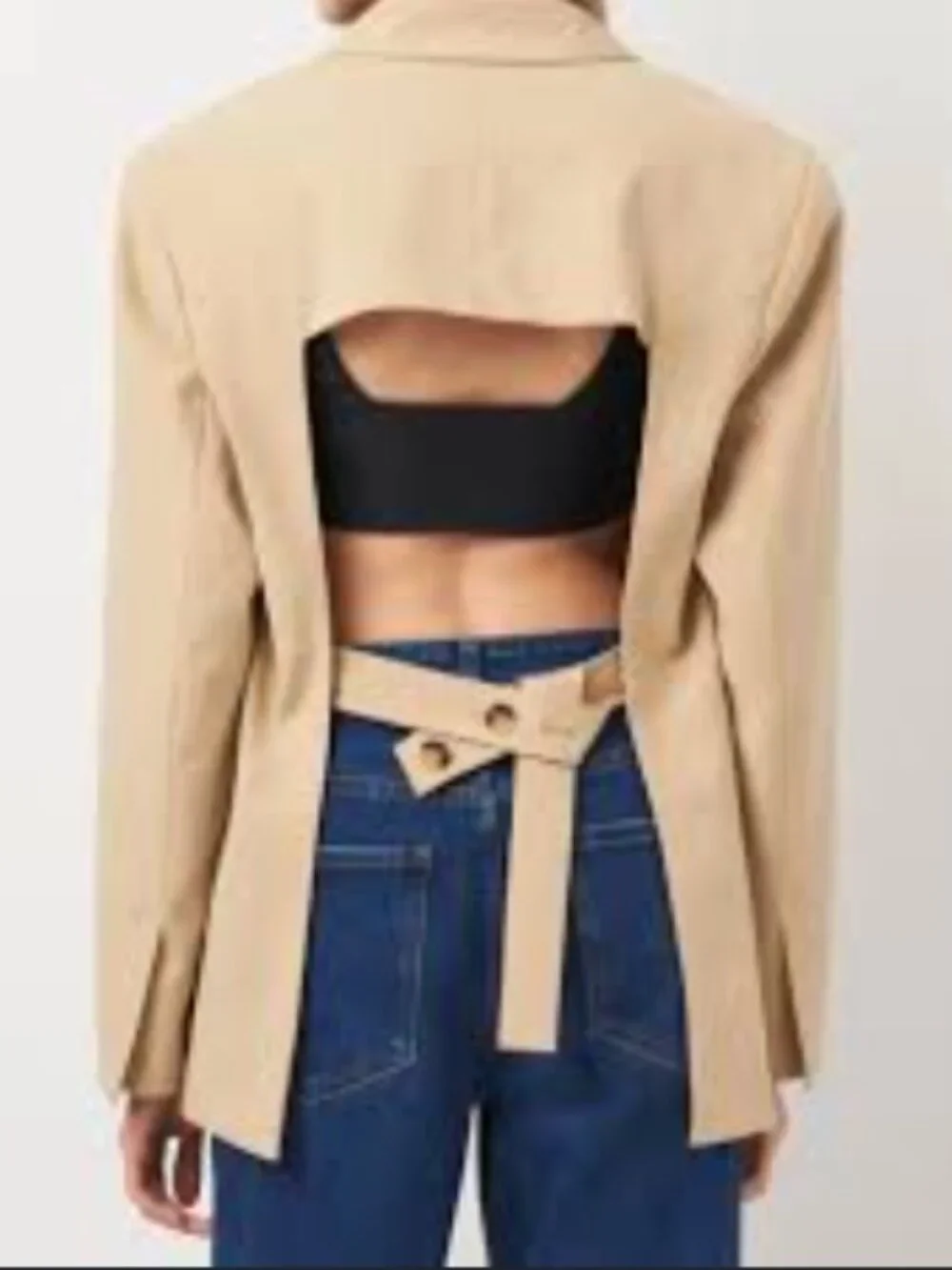NWT Zara Tan Blazer with Open Peek-a-boo back size XL - Picture 4 of 7